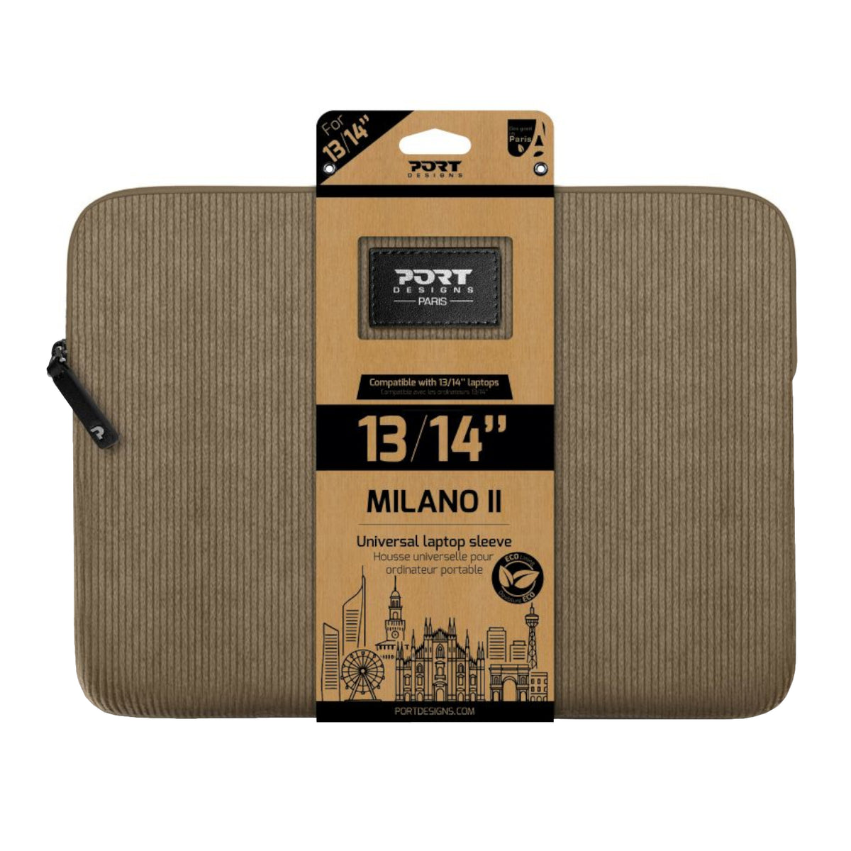 Port Designs Milano II Eco 13/14" Universal Laptop Sleeve - Desert