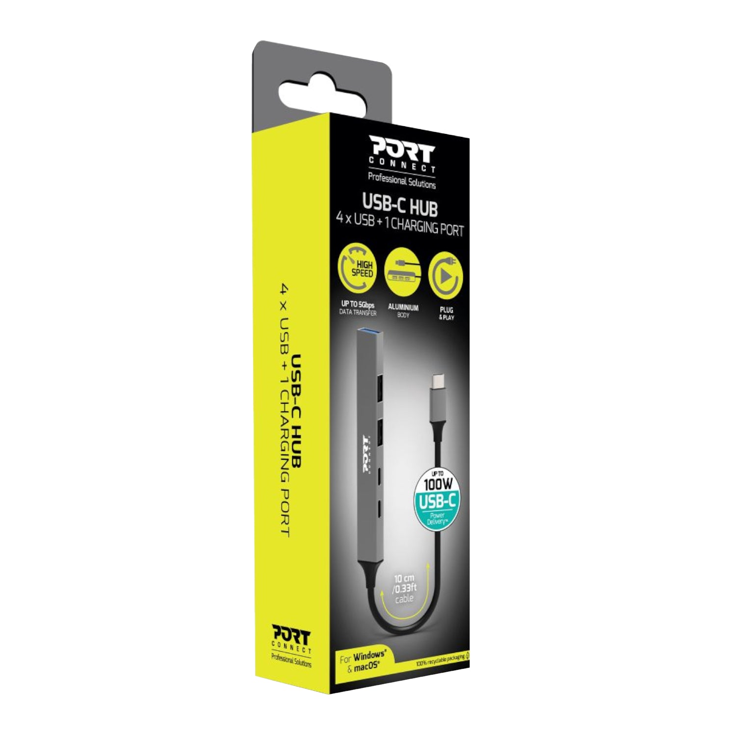 Port USB Type-C Hub 4 x USB + 1 x Charging Port