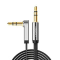 UGREEN AV119 Right-angled 3.5mm Flat Aux Cable 1.5m - Black/Silver