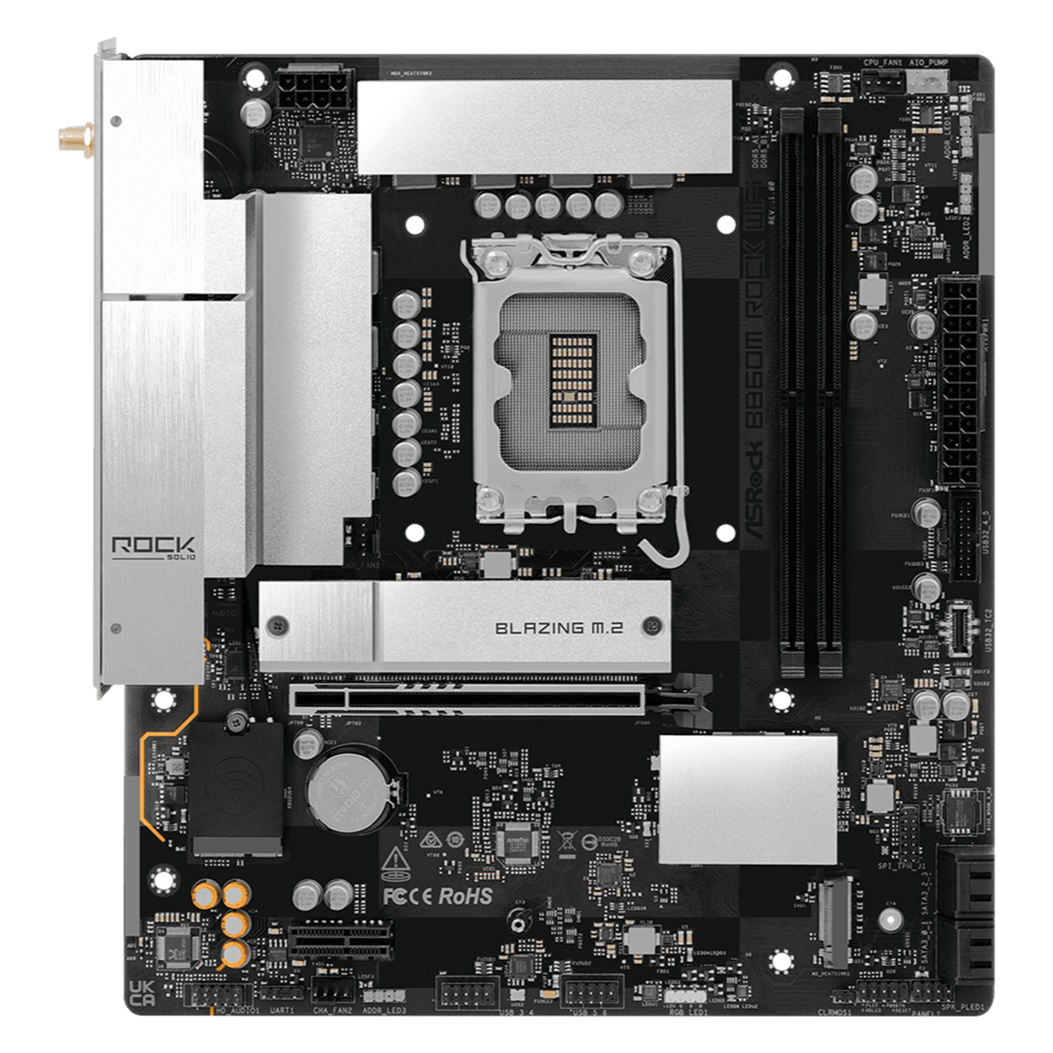 ASRock B860M Rock WiFi Intel LGA1851 MATX Gaming Motherboard