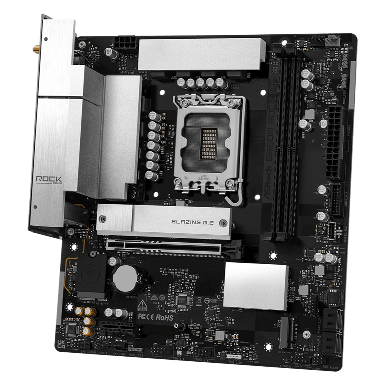 ASRock B860M Rock WiFi Intel LGA1851 MATX Gaming Motherboard