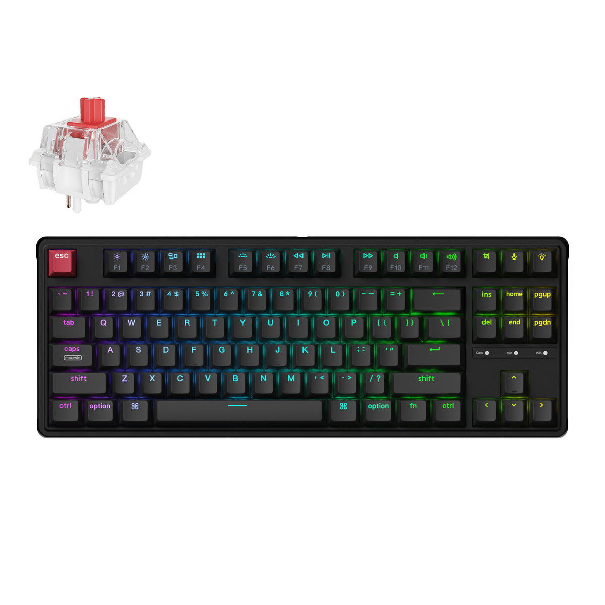 Keychron C3 Pro 8K QMK RGB Wired Mechanical Keyboard (80% Layout, Red
