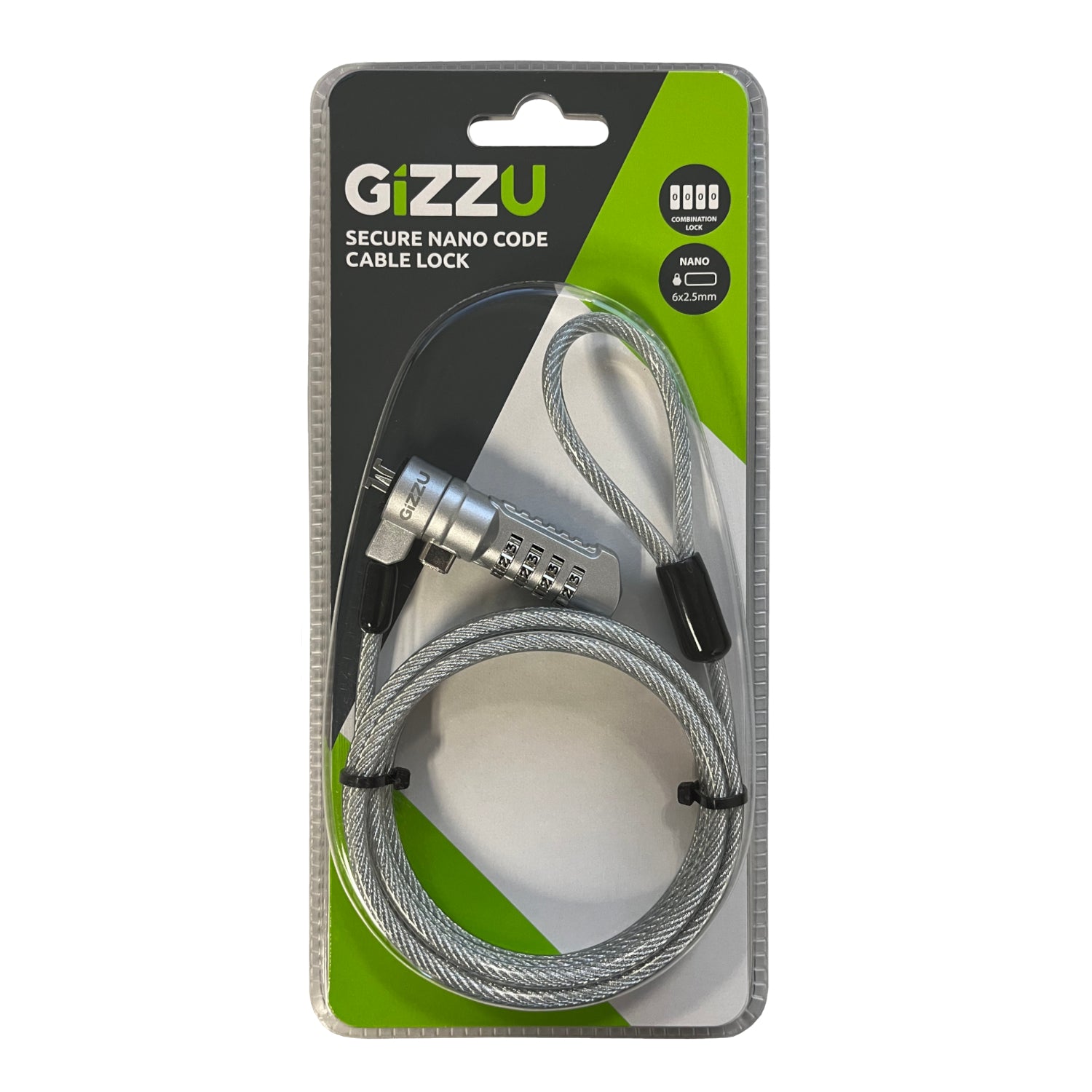 GIZZU 1.8m Nano Combination Lock Security Cable