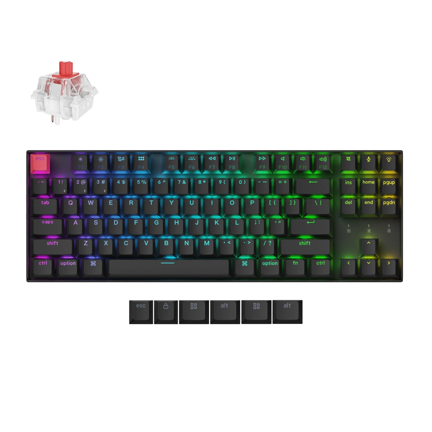 Keychron K8X ANSI Full Size 87 Key  80% Red Switch RGB Backlight Hot-Swap keychron super switch BT/wired Normal Profile  Keyboard