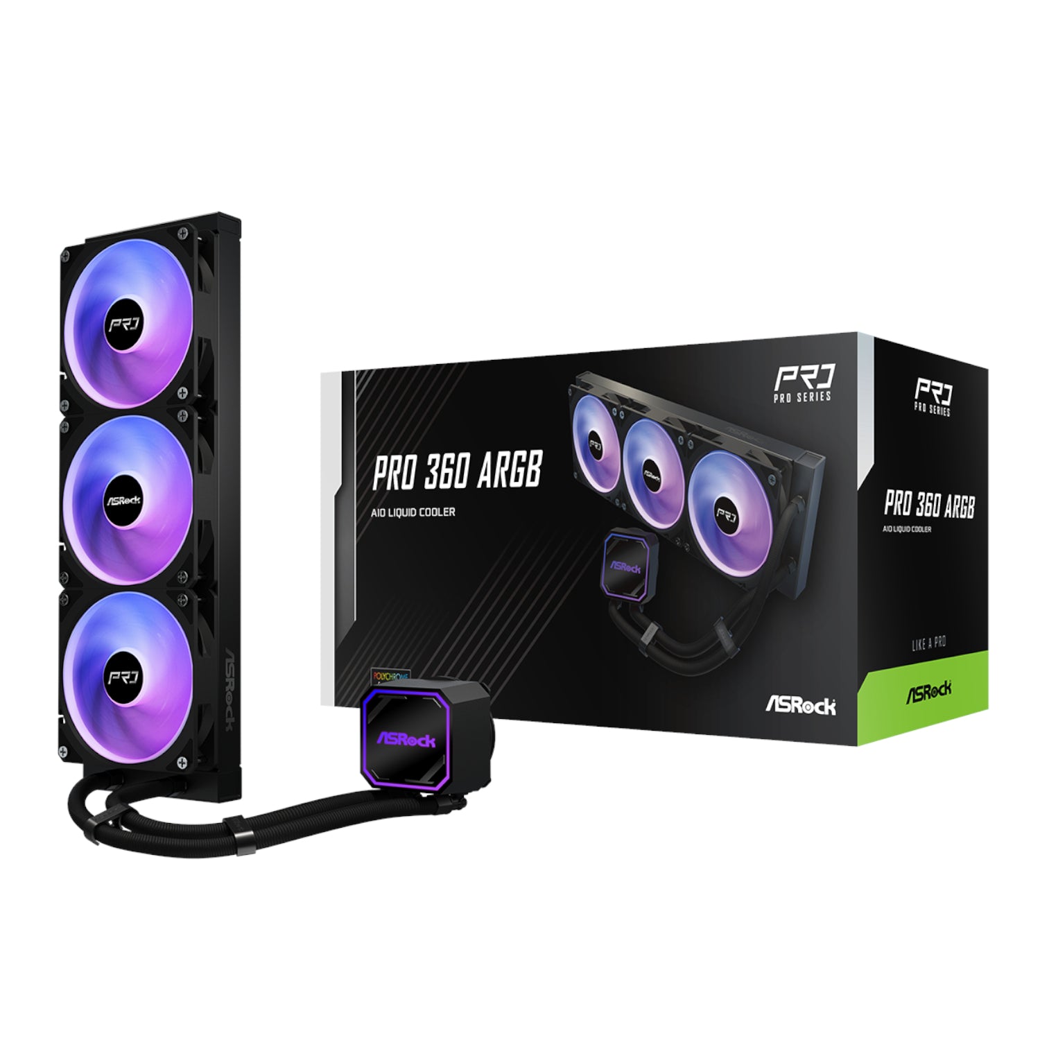 ASRock PRO 360 ARGB All-in-one Liquid CPU Cooler - Black