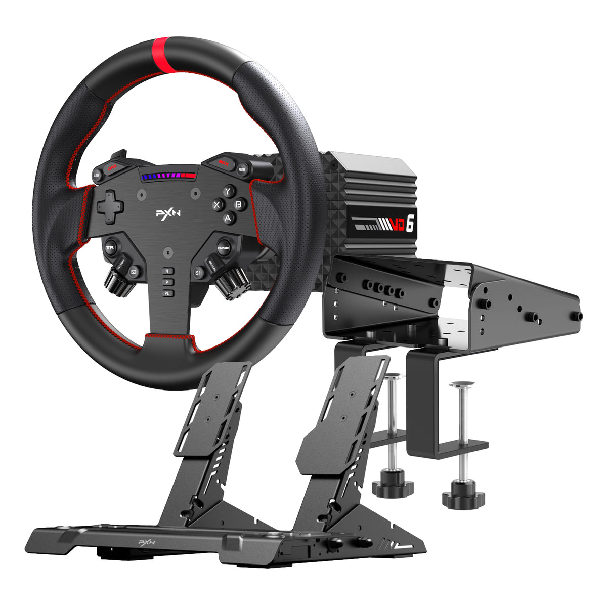 PXN VD6 Direct Drive Sim Racing Wheel | PD-HM Dual Pedal | Z9 Clamp