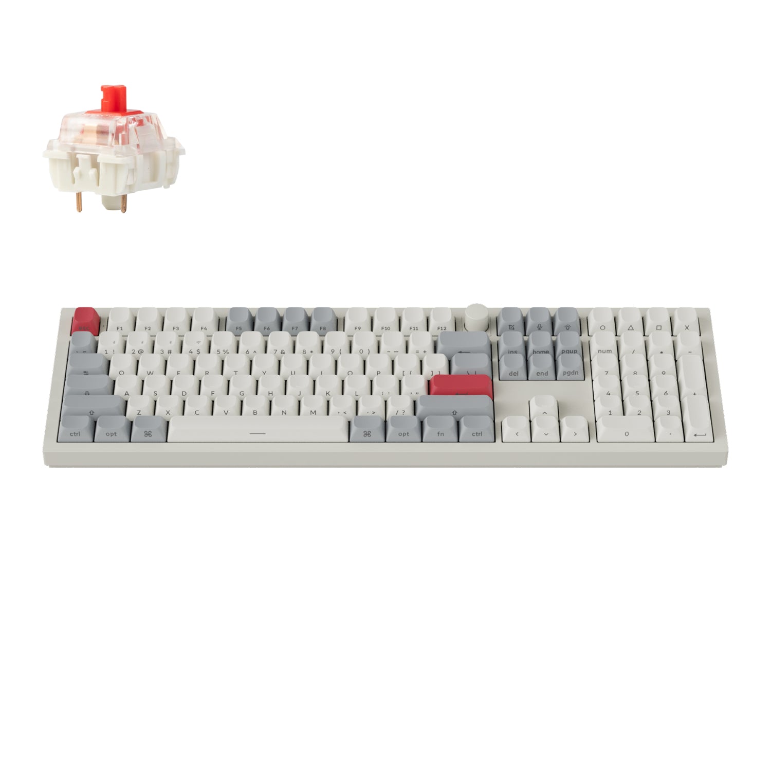 Keychron Q6 Max ANSI Full Size 108 Key Shell White Full Assembled Knob Red  RGB Hot-Swap Gateron Jupiter Switch BT/2.4GHz/Wired