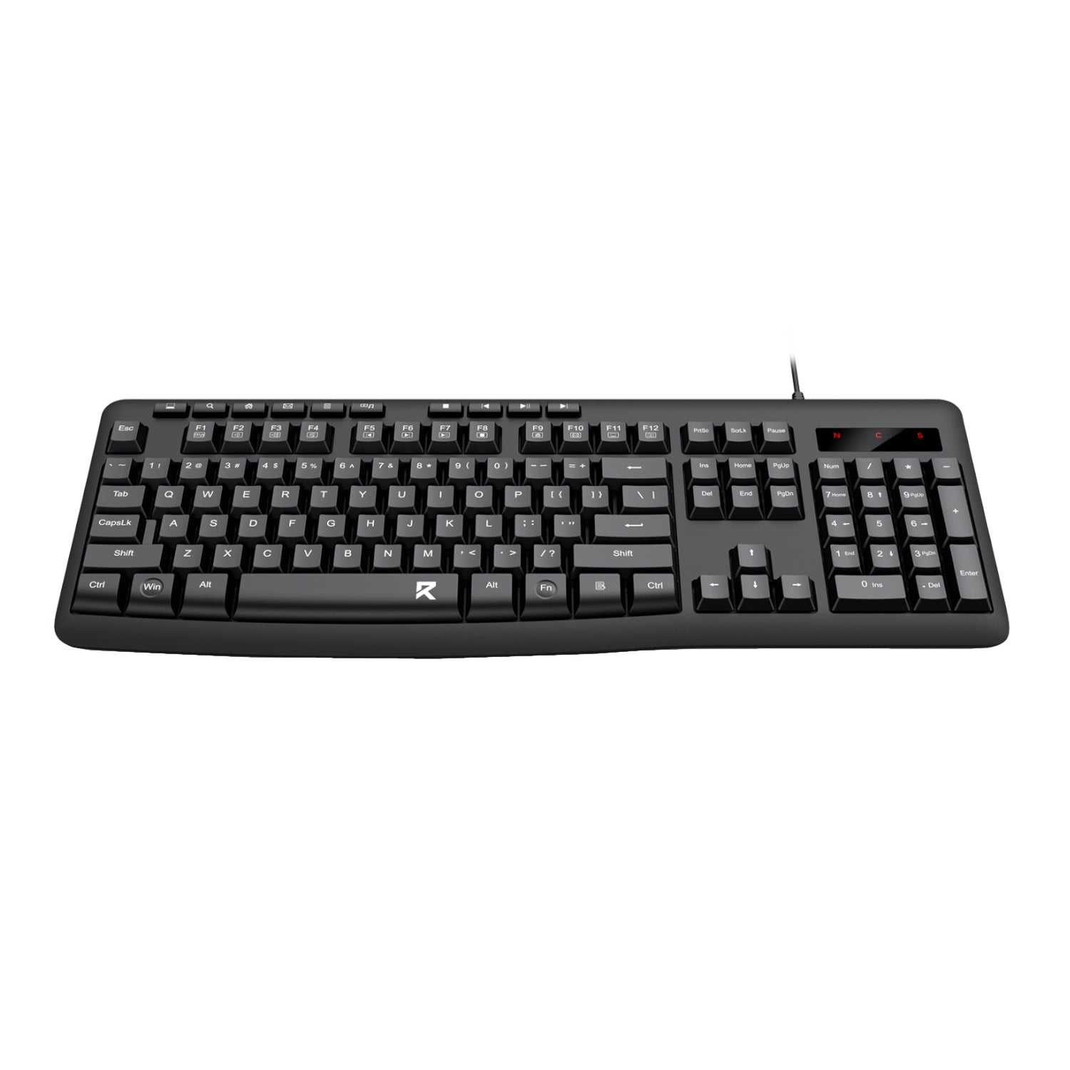 Redragon BK-7366 Full-size Ergonomic Wired Membrane Office Keyboard - Black
