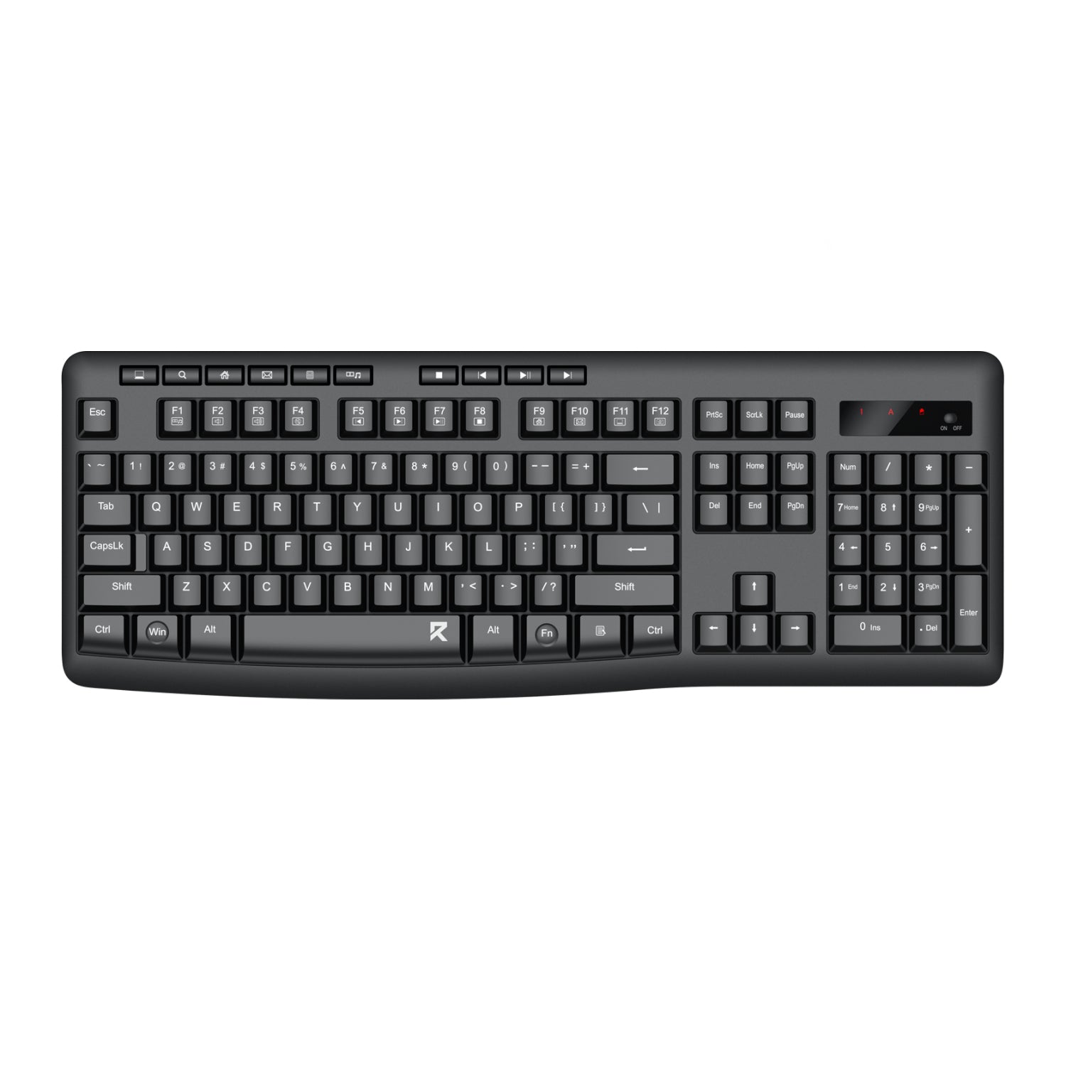 Redragon BK-7367 Full-size Ergonomic Wireless Membrane Office Keyboard - Black