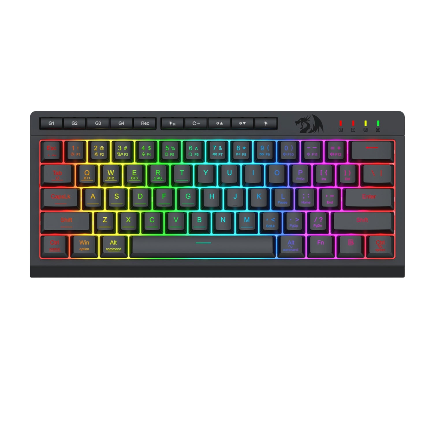 Redragon SHIVA 61 PRO Wired 2.4G Bluetooth Keyboard - Black